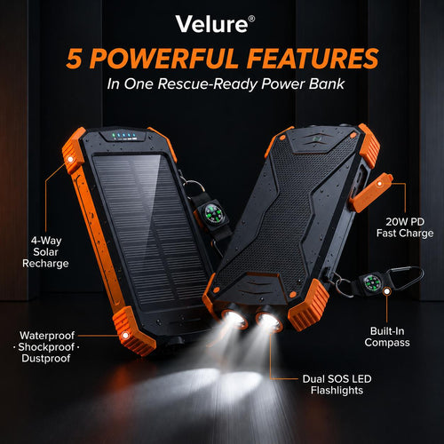 Batería externa solar Velure® para cortes de energía